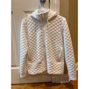 DSG Quilted Hooded Jacket White Full Zip Pockets Women's size XS